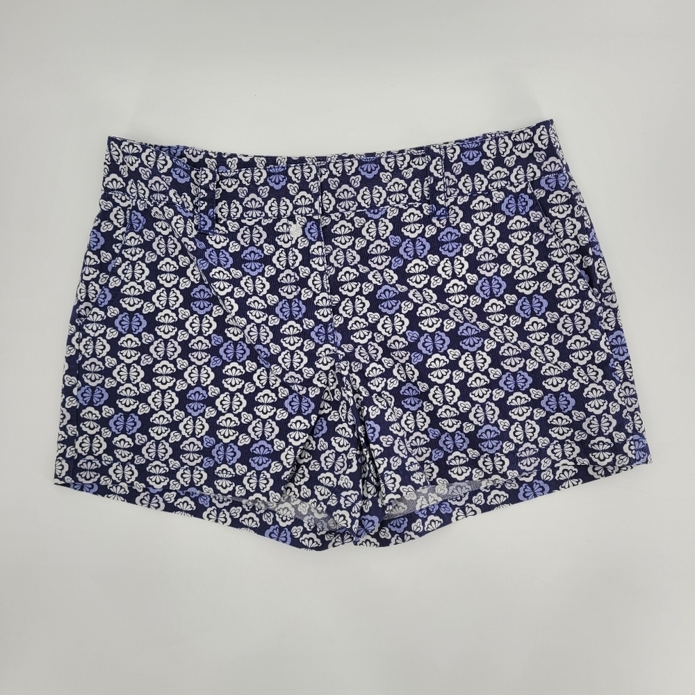 Loft Women's Floral Printed Cotton Blend Purple Casual Shorts With Pockets